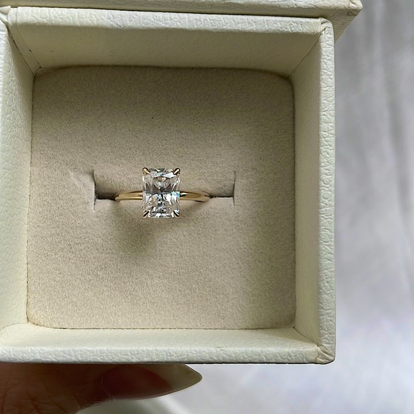 14k Solid Gold Moissanite Radiant Tulip Lotus Engagement Ring size 4.5 PREOWNED - Picture 17 of 17